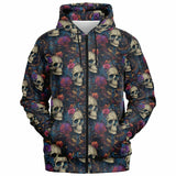 Victorian Mood And Vintage Skulls Fashion Zip-Up Hoodie