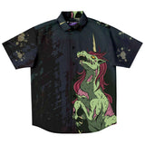 Zombie Unicorn Short Sleeve Button Down Shirt