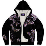 Goth Moth Purple Flowers Microfleece Hoodie
