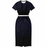 Bats in the Dark Night Cropped Top and Long Skirt Set