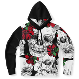 Skulls and Red Flowers Hoodie