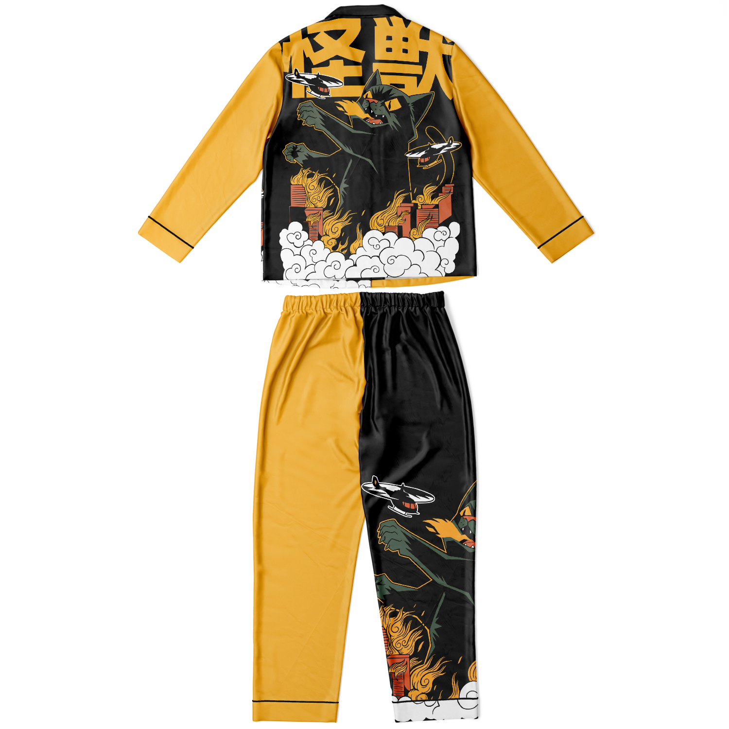Catzilla Monster Attack Women's Satin Pajamas Set