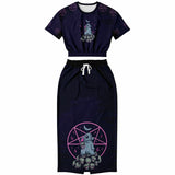 Cute Penta Bunny Cropped Top and Long Skirt