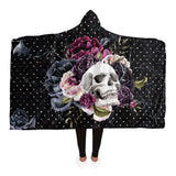 Flower Skull And Polka Dot Bouquet Hooded Blanket