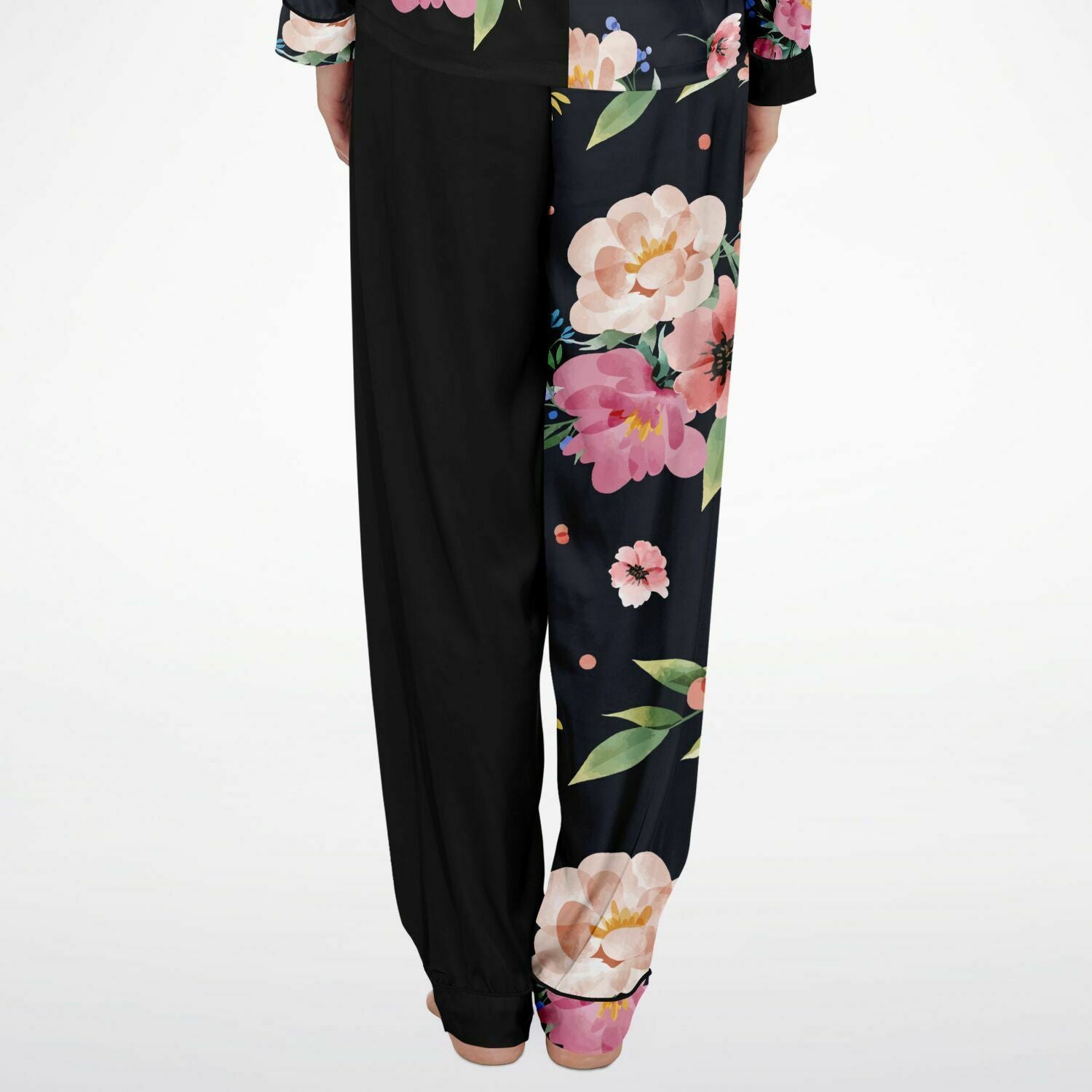 Spring Skull Flower Satin Pajamas Set