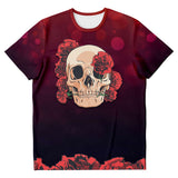 Red Carnations Skull Garden T-Shirt