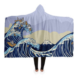 Happy Cat Tsunami Wave Hooded Blanket