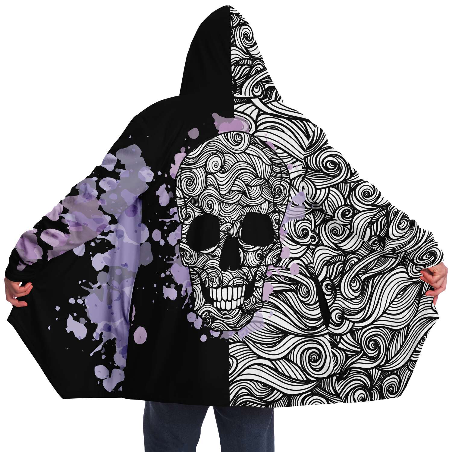 Swirly Skull Head Microfleece Cloak