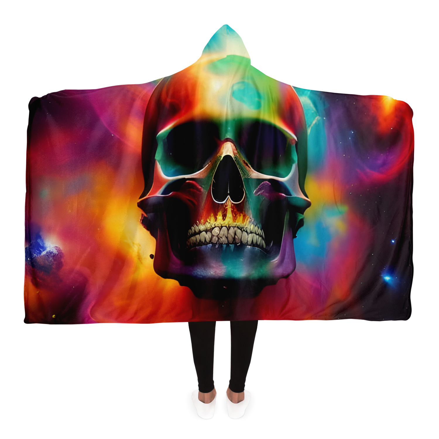 Cosmical Skull lHooded Blanket