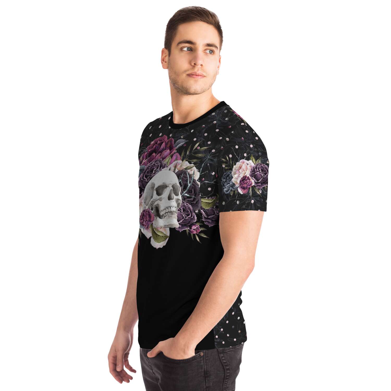 Flower Skull And Polka Dot Bouquet T-Shirt
