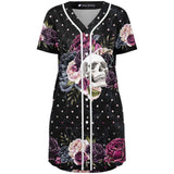 Flower Skull And Polka Dot Bouquet Jersey Dress