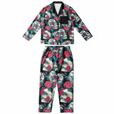 Floral Skulls Women's Satin Pajamas Set
