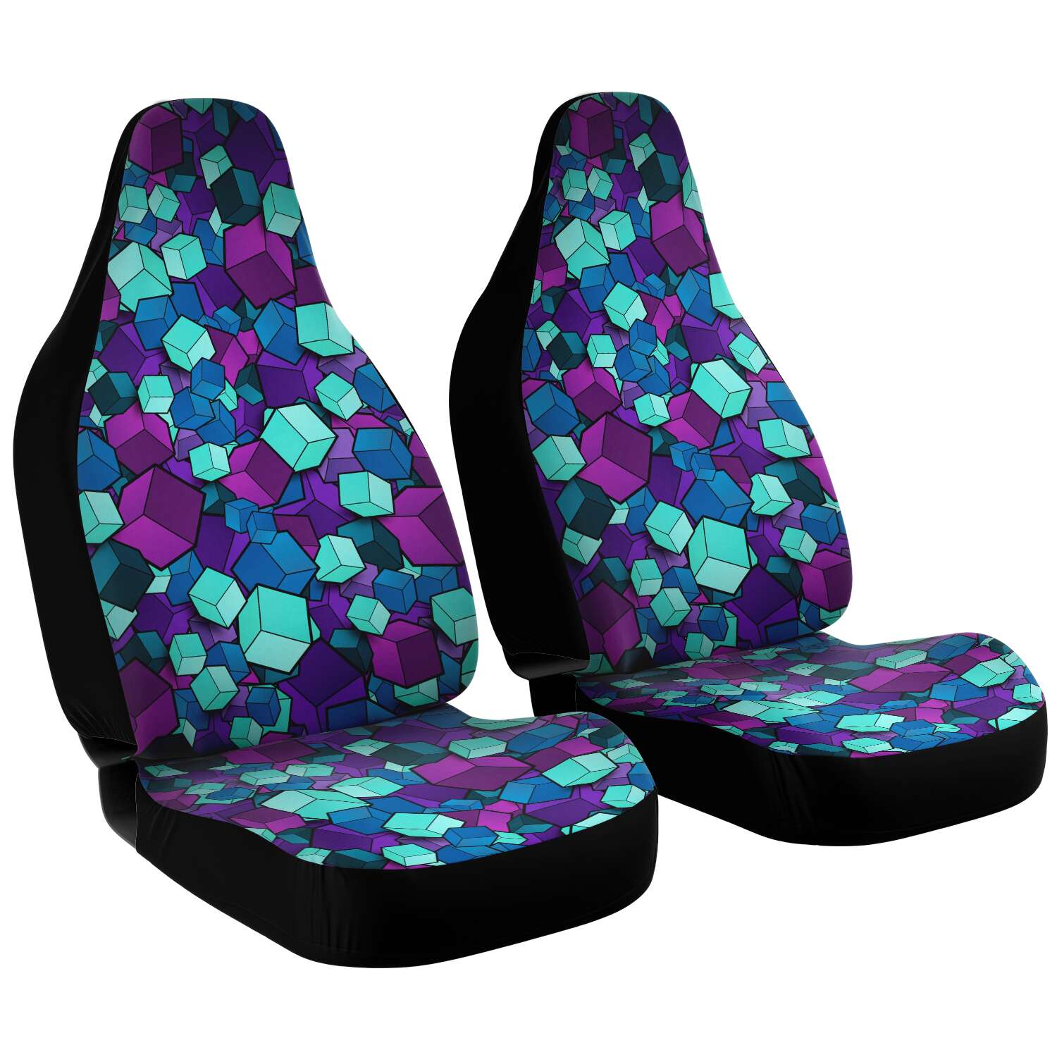 Purple Cubes Car Seat Cover Set