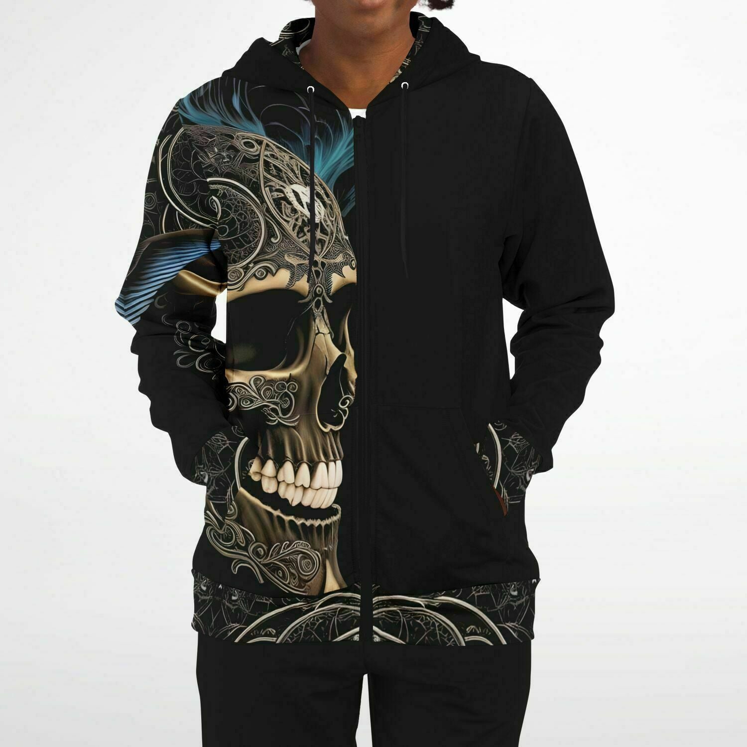 Viking Skull Fashion Zip-Up Hoodie