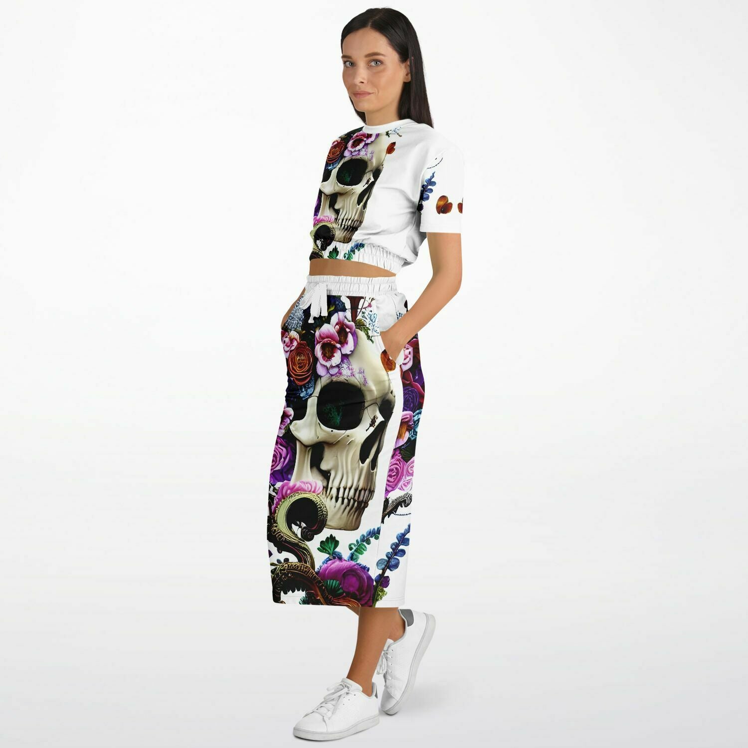 Skull Tentacle Cropped Top And Long Skirt Set