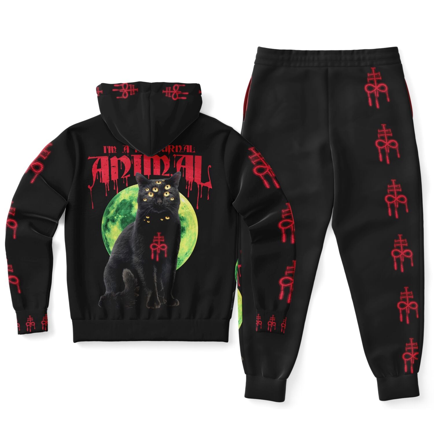 Nocturnal Animal Witch Cat ZipUp Hoodie & Jogger Set
