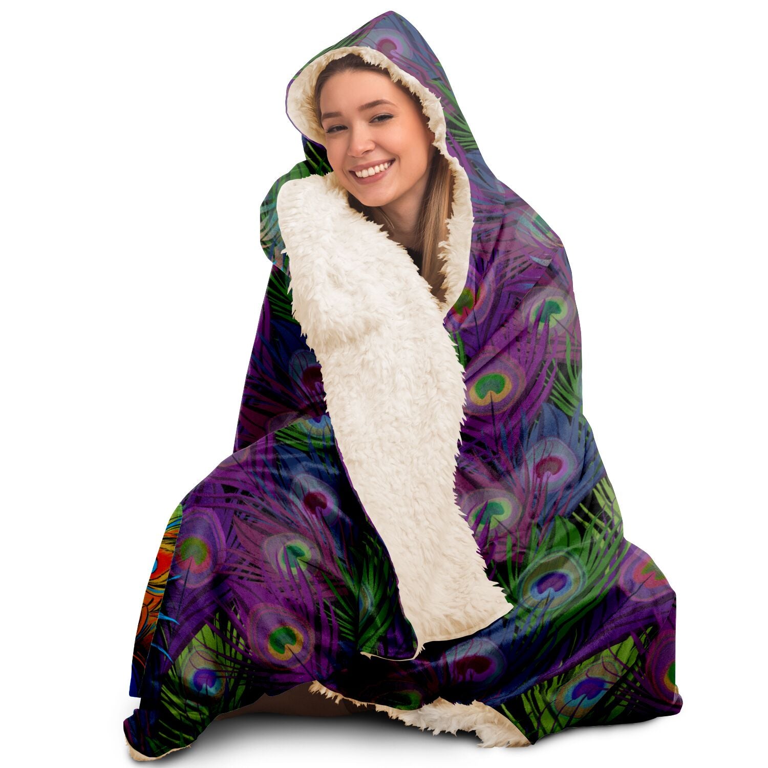 Proud Peacock Feathers Beauty Show - Hooded Blanket