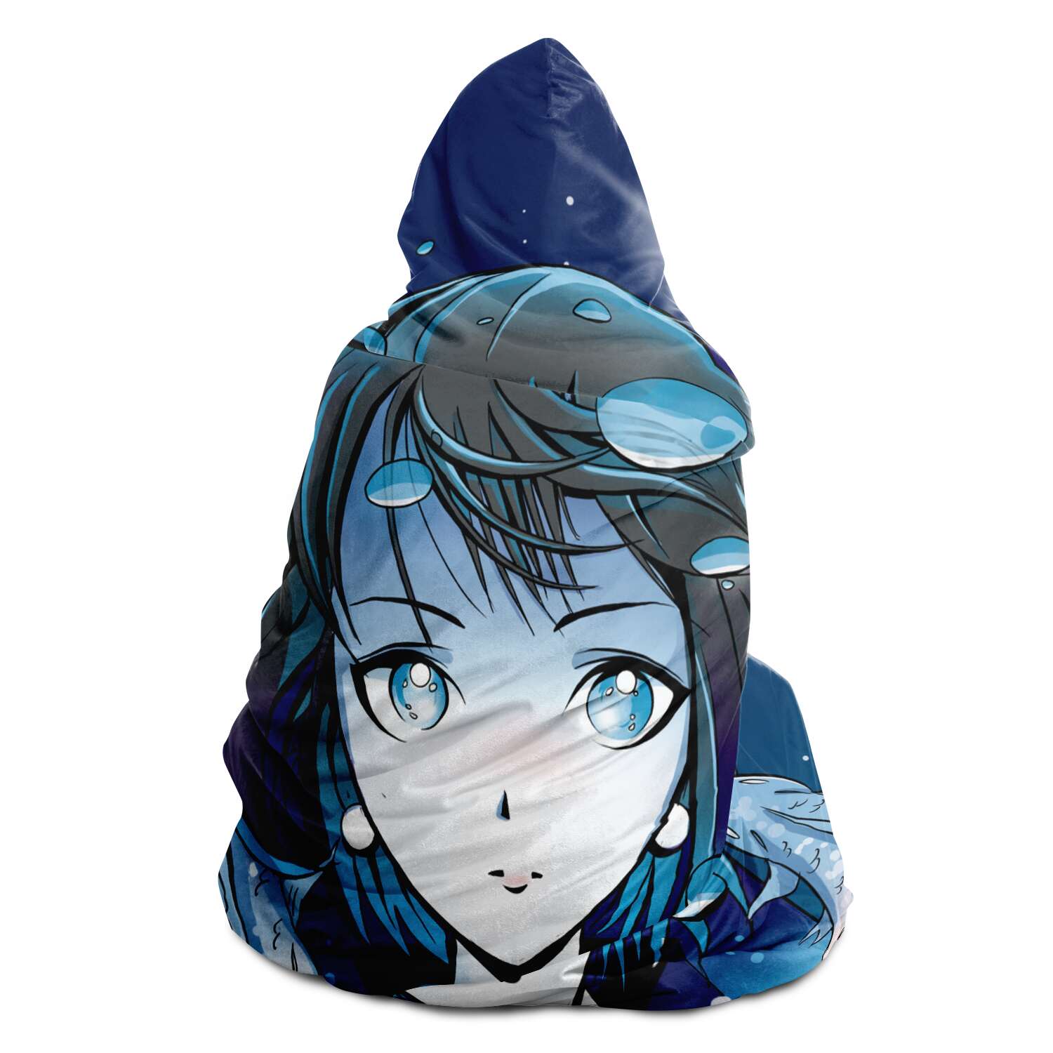 Blue Koi Girl Hooded Blanket