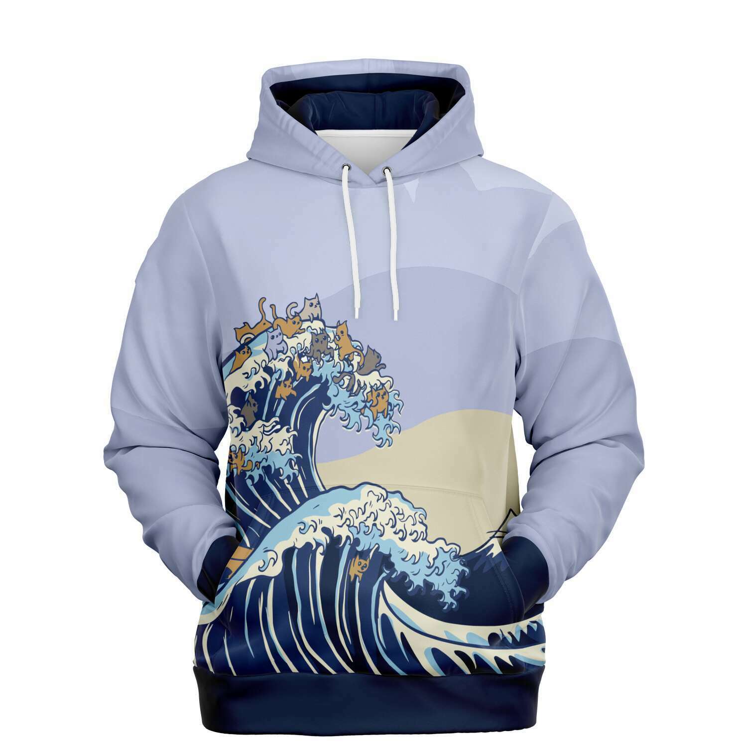 Happy Cat Tsunami Wave Fashion Hoodie