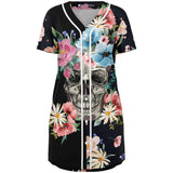 Spring Skull Flowers Jersey Dress