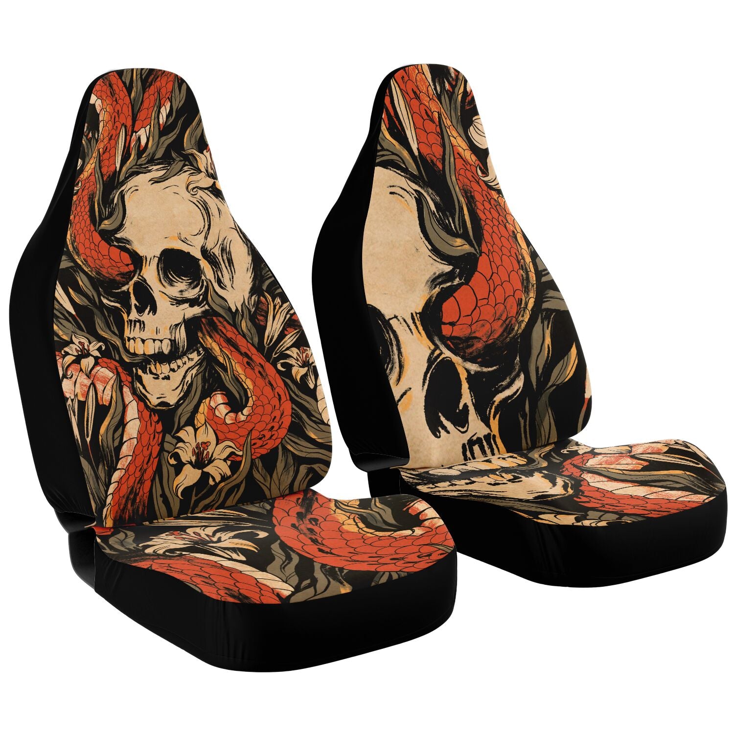 Snake Wrapping Skull Car Seat Cover Set