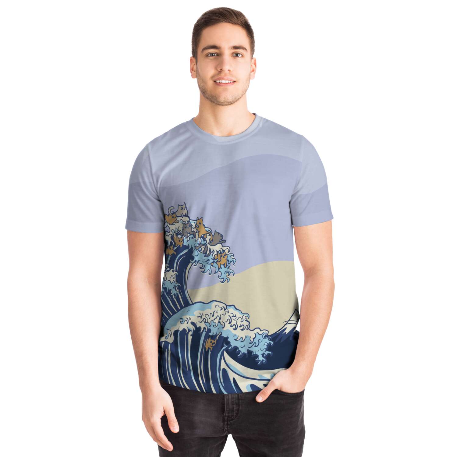 Happy Cat Tsunami Wave T-Shirt