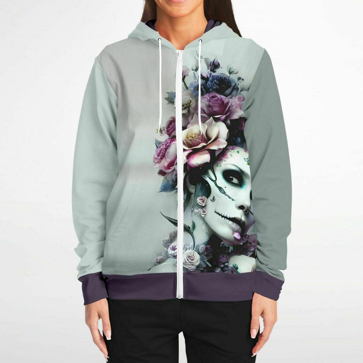 Purple Floral Obsession Zip-Up Fashion Hoodie