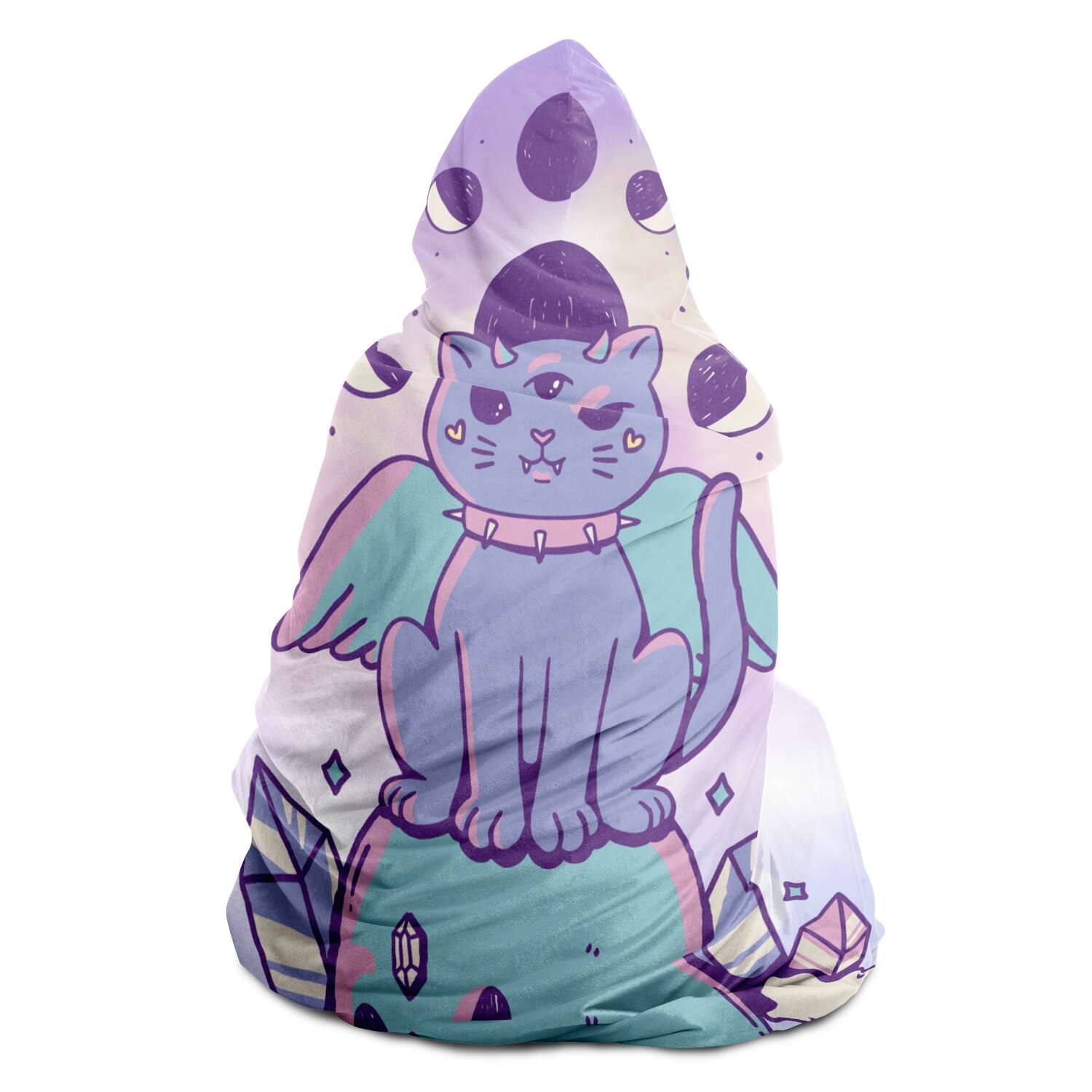 Pastel Goth Magical Cat Hooded Blanket