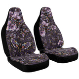 Goth Moth Purple Flowers Car Seat Cover Set