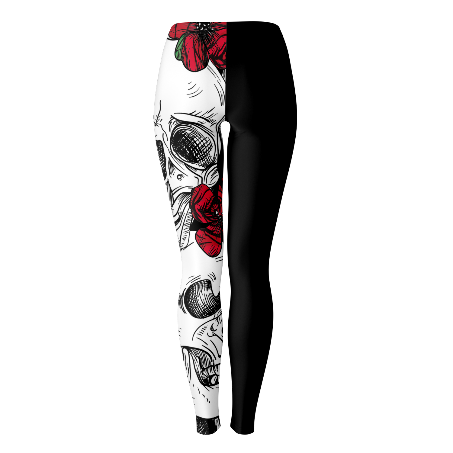 Skulls and Red Flowers Leggings